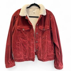 Sneak Peek Sherpa-Lined Rusty colored Corduroy Jacket Size S